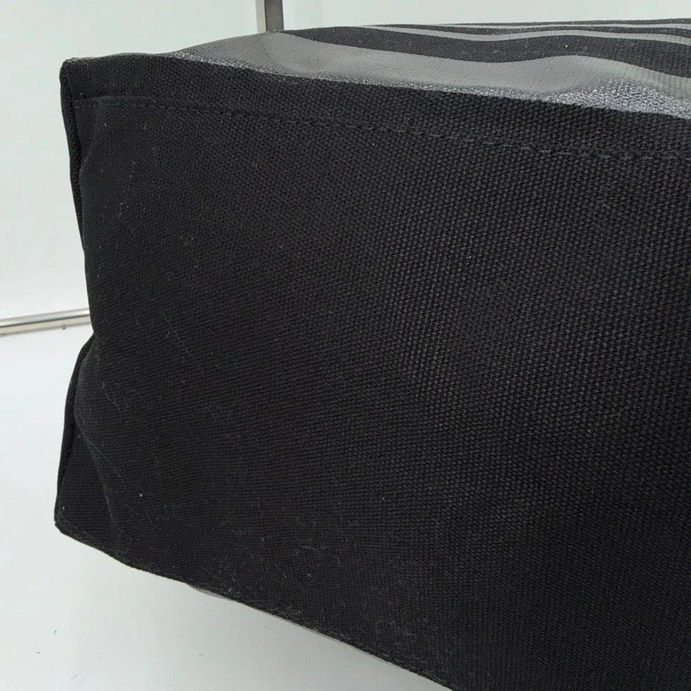 Victorias Secret Black Striped Lace Up Canvas Tote Bag Rose Gold Grommets NWT - Picture 9 of 11